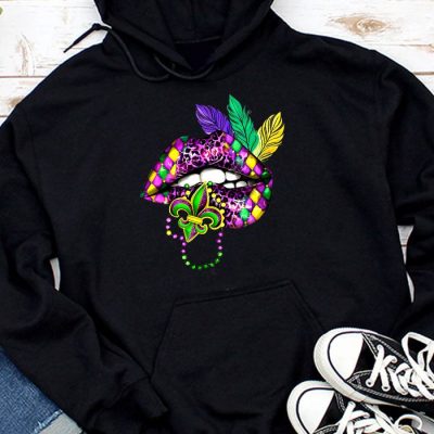 Mardi Gras Lips Queen Carnival Trendy 2024 Leopard Louisiana Hoodie MHS1131