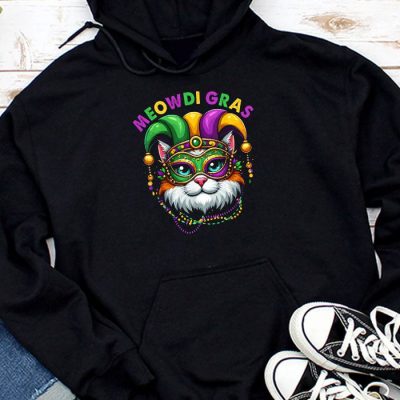 Meowdi Gras Mardi Gras Cat Lover New Orleans Louisiana USA Hoodie MHS1102
