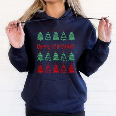 Merry Christmas Line Trees Collage Unisex Hoodie JSH1111