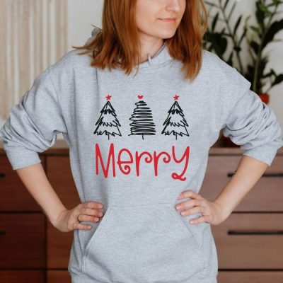 Merry Christmas Line Trees Trio Unisex Hoodie JSH1112