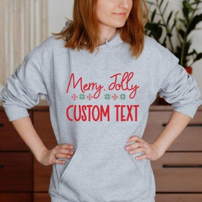 Merry Jolly Christmas Snowflakes Custom Text Unisex Hoodie JSH1081