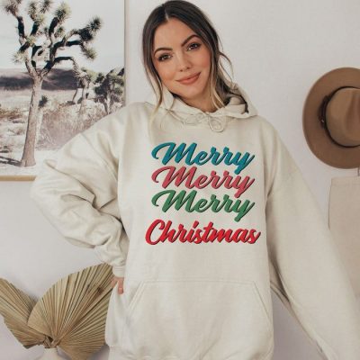 Merry Merry Merry Christmas Retro Unisex Hoodie JSH1121