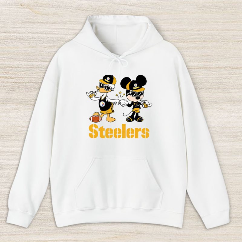 Mickey Mouse X Donald Duck X Pittsburgh Steelers Team X Nfl X American Football Unisex Pullover Hoodie TBH1340