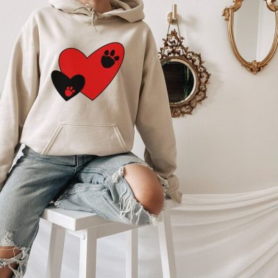 Multi Heart Paw Prints Unisex Hoodie JSH1036