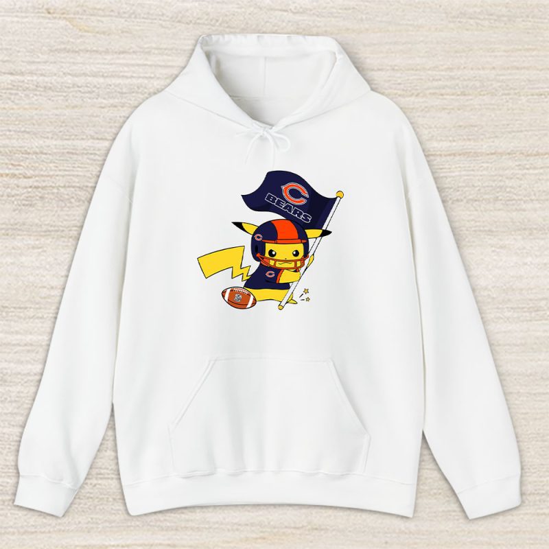 Pikachu X Flag Team X Chicago Bears Team X Nfl X American Football Unisex Pullover Hoodie TBH1413