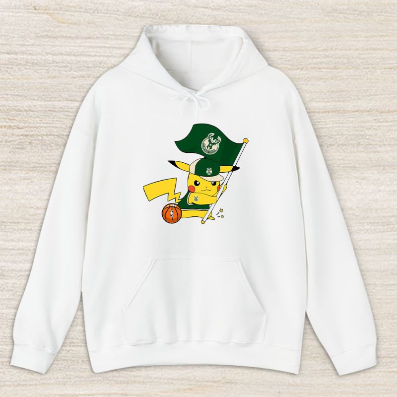 Pikachu X Flag Team X Milwaukee Bucks Team X Nba X Basketball Unisex Pullover Hoodie TBH1405