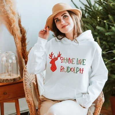 Shine Like Rudolph Multi Color Christmas Unisex Hoodie JSH1315
