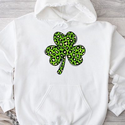 St. Patricks Day Shamrock Irish Leopard Print Women Girls Hoodie MHS1255