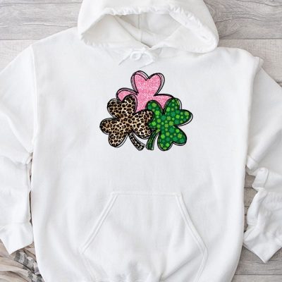 St. Patricks Day Shamrock Irish Leopard Print Women Girls Hoodie MHS1259