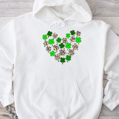 St. Patricks Day Shamrock Irish Leopard Print Women Girls Hoodie MHS1260