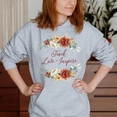 Teach Love Inspire Circle Floral Unisex Hoodie JSH1436