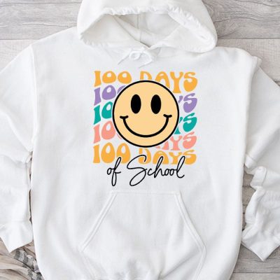 Teacher Kids Retro Groovy 100 Days Happy 100th Day Of School Hoodie MHS1025