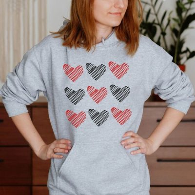 Triple Heart Scribble Collage Unisex Hoodie JSH1039