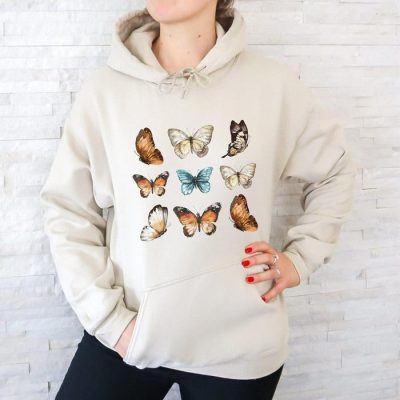 Watercolor Butterflies In Rows Unisex Hoodie JSH1565