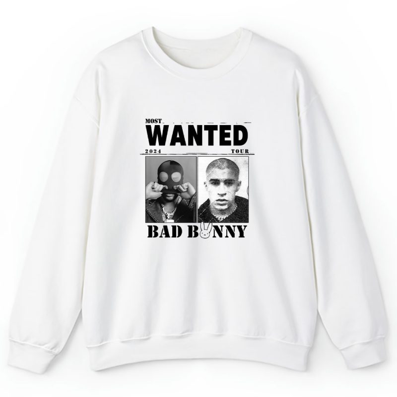 Bad Bunny Most Wanted Tour Bb White Unisex Sweatshirt TAS1239