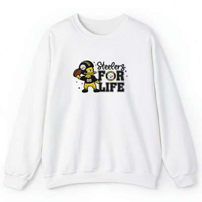 Bart Simpson X Pittsburgh Steelers For Life X Customized Number Unisex Sweatshirt TBS1569