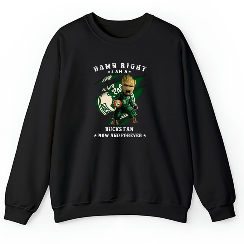 Groot Damn Right NBA Basketball X Milwaukee Bucks Team Unisex Sweatshirt TBS1534