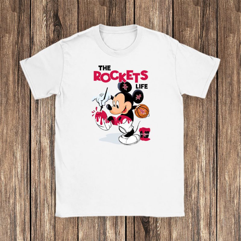 Mickey Mouse Painted Himself The Team Colors X Houston Rockets Team Unisex T-Shirt TBT1552