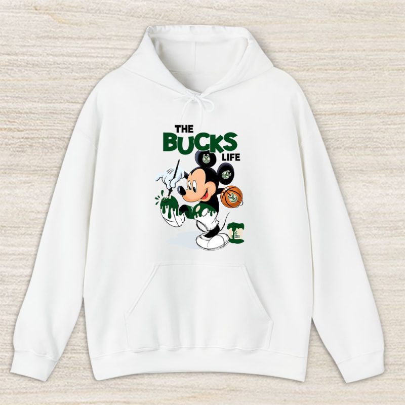 Mickey Mouse Painted Himself The Team Colors X Milwaukee Bucks Team Unisex Hoodie TBH1554