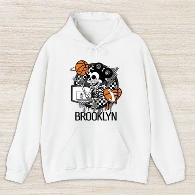 Mickey Skull Retro Basketball Sublimation Brooklyn Nets Team Unisex Hoodie TBH1575