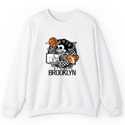 Mickey Skull Retro Basketball Sublimation Brooklyn Nets Team Unisex Sweatshirt TBS1575