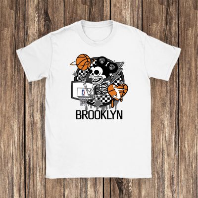 Mickey Skull Retro Basketball Sublimation Brooklyn Nets Team Unisex T-Shirt TBT1575