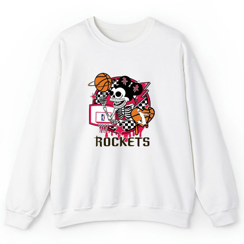 Mickey Skull Retro Basketball Sublimation Houston Rockets Team Unisex Sweatshirt TBS1582