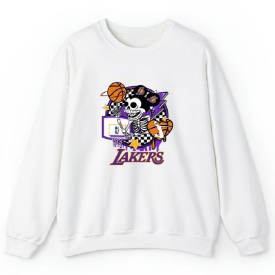 Mickey Skull Retro Basketball Sublimation Los Angeles Lakers Team Unisex Sweatshirt TBS1577