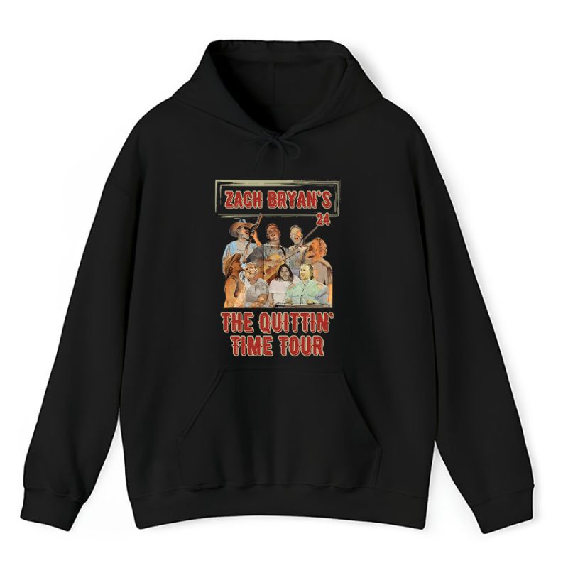 Zach Bryans The Quittin Time Tour 24 Unisex Pullover Hoodie TAH1075