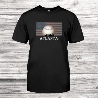 American Flag Atlanta Baseball Atl Vintage Brave Retro Gift Premium Unisex T-Shirt
