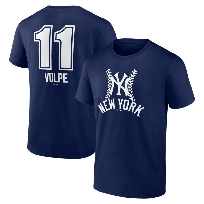Anthony Volpe New York Yankees Fastball Player Name & Number Unisex T-Shirt - Navy