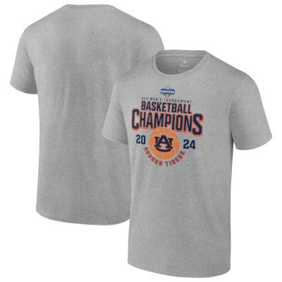 Auburn Tigers 2024 SEC Basketball Conference Tournament Champions Unisex T-Shirt- Heather Gray