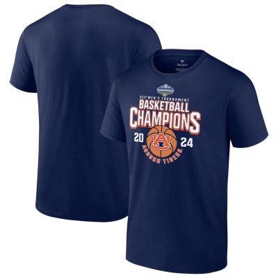 Auburn Tigers 2024 SEC Basketball Conference Tournament Champions Unisex T-Shirt- Navy