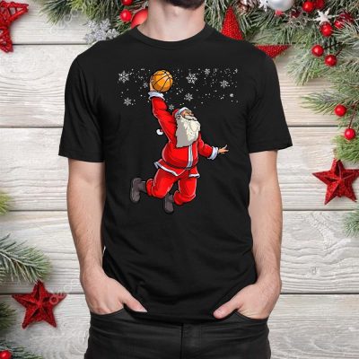 Basketball Pajamas Santa Claus Slam Dunk Christmas Unisex T-Shirt