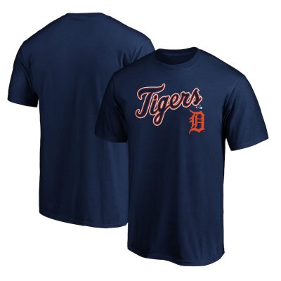 Detroit Tigers Team Lock Up Wordmark Unisex T-Shirt Navy