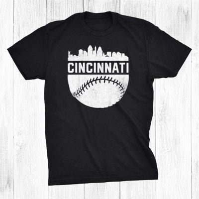 Downtown Cincinnati Ohio Skyline Baseball Vintage Unisex T-Shirt