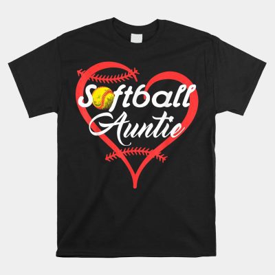 Heart Proud Softball Auntie Unisex T-Shirt