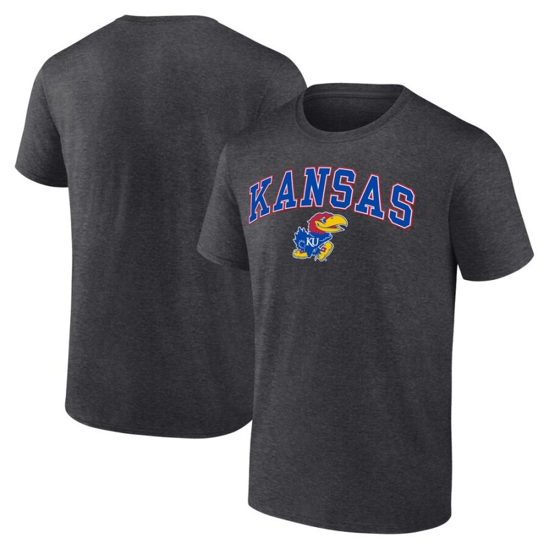 Kansas Jayhawks Campus Unisex T-Shirt Heather Charcoal