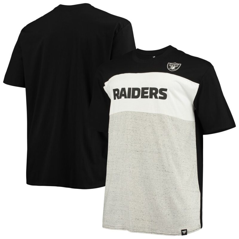 Las Vegas Raiders Big & Tall Color Block Unisex T-Shirt - Black/Heathered Gray