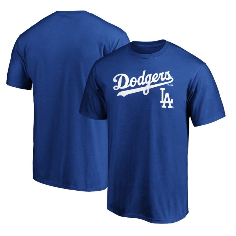 Los Angeles Dodgers Team Lock Up Wordmark Unisex T-Shirt Royal