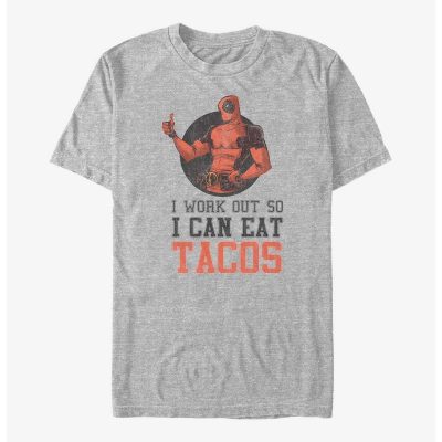 Marvel Deadpool I Work Out So I Can Eat Tacos Big & Tall Unisex T-Shirt