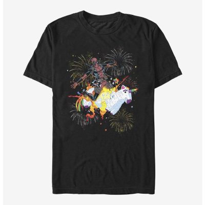 Marvel Deadpool Unicorn Fireworks Unisex T-Shirt