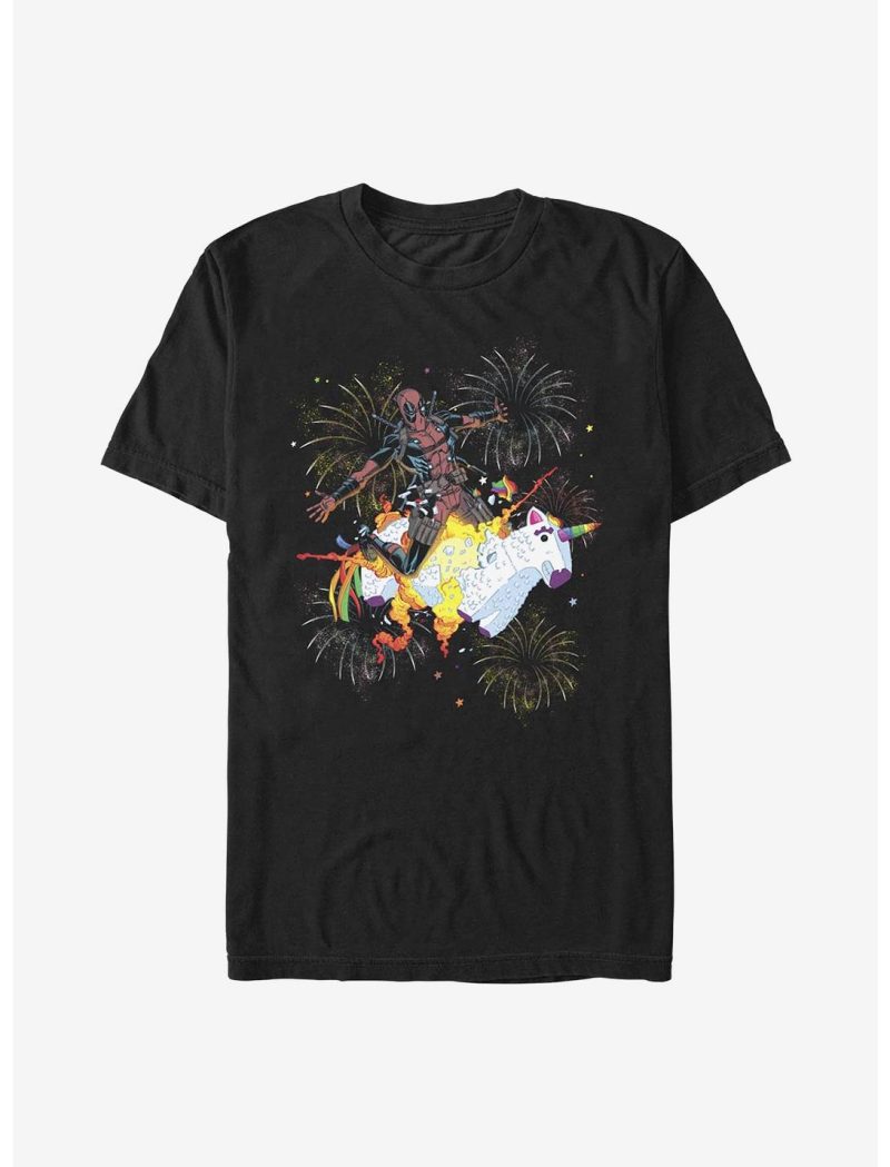 Marvel Deadpool Unicorn Fireworks Unisex T-Shirt