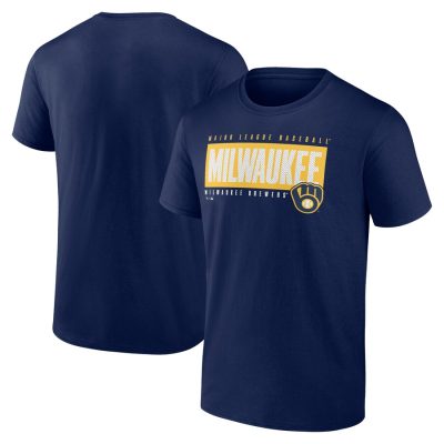 Milwaukee Brewers Blocked Out Unisex T-Shirt - Navy