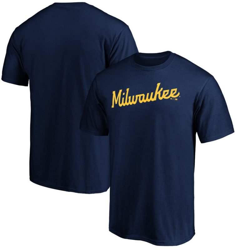 Milwaukee Brewers Official Team Wordmark Unisex T-Shirt Navy