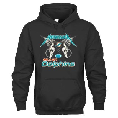 NFL Miami Dolphins Logo Black Metallica Wings Unisex Hoodie