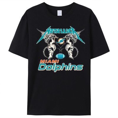 NFL Miami Dolphins Logo Black Metallica Wings Unisex T-Shirt