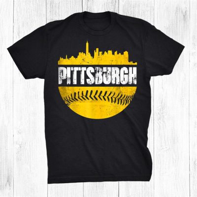 Pittsburgh Baseball Cityscape Distressed Novelty Pirate Unisex T-Shirt