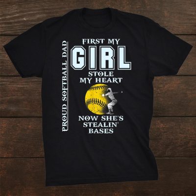 Proud Softball Dad Unisex T-Shirt Girl Stole My Hear Funny Unisex T-Shirt