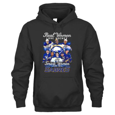 Real Women Love Hockey Smart Women Love The Buffalo Sabres Team Signatures Unisex Hoodie